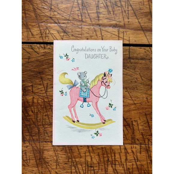 Lot of 4 'It's A Girl' Greeting Cards, Vintage Greeting Cards, New Daughter Card - Picture 3 of 7